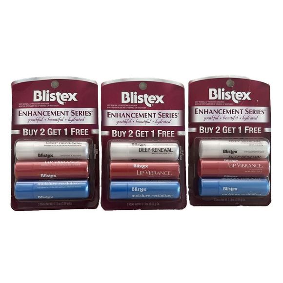 Blistex Enhancement Series (3 PK) Deep Renewal/ Revitalizer Lip Vibrance 9 Tubes - Picture 1 of 4